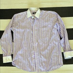 Gucci vintage Purple and White Striped Button-Down Shirt